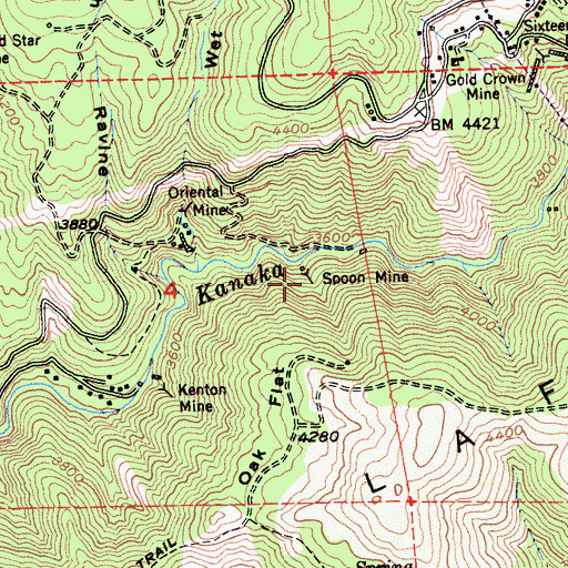 Topographic Map of Spoon Mine, CA