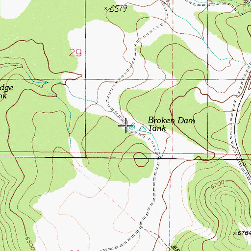Topographic Map of Broken Dam Tank, AZ