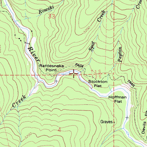 Topographic Map of Spot Creek, CA