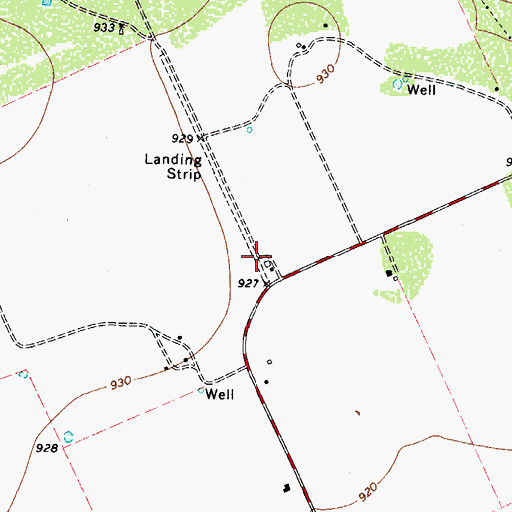 Topographic Map of Benson Airstrip, TX