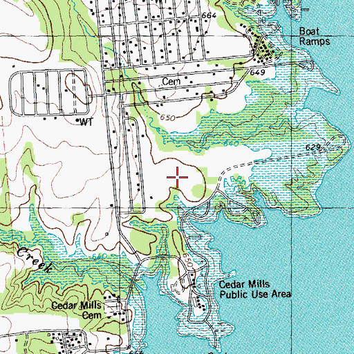 Topographic Map of Cedar Mills Airport, TX