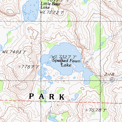 Topographic Map of Spotted Fawn Lake, CA