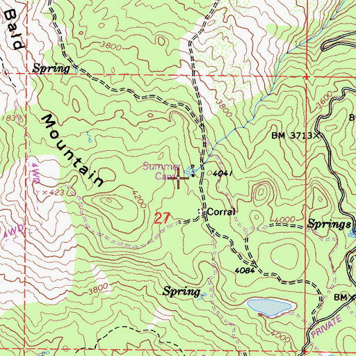 Topographic Map of Summer Camp, CA
