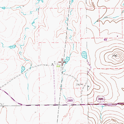 Topographic Map of Roma Airport, TX