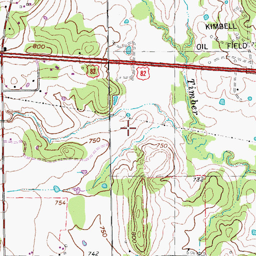 Topographic Map of Three Acres Airport, TX