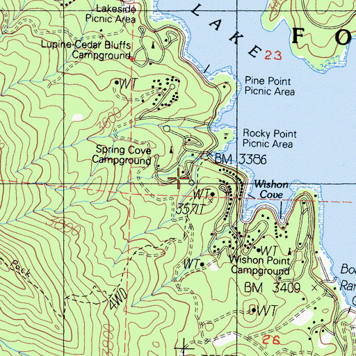 Topographic Map of Spring Cove Campground, CA