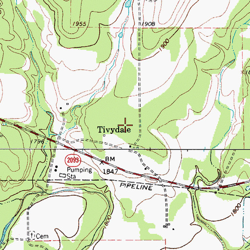Topographic Map of Tivydale Ranch Airport (historical), TX
