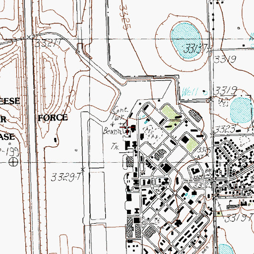 Topographic Map of Reese Airpark, TX