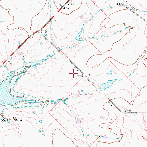 Topographic Map of Bennetts Airport, TX