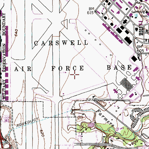 Topographic Map of Fort Worth Naval Air Station Joint Reserve Base (Carswell Field) Airport, TX