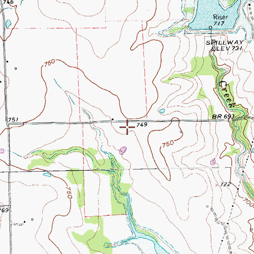 Topographic Map of Bishop's Landing, TX
