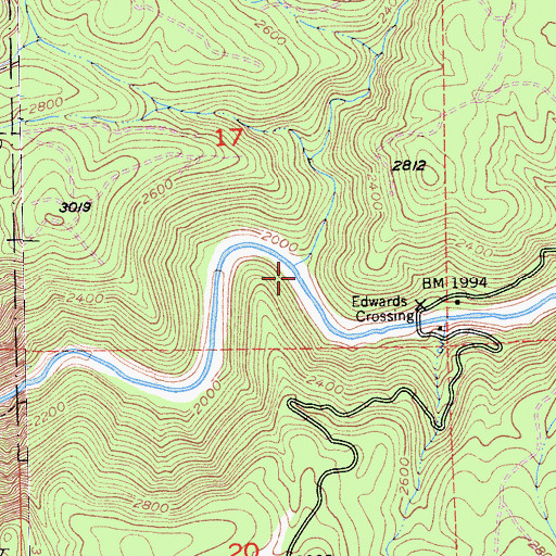 Topographic Map of Spring Creek, CA