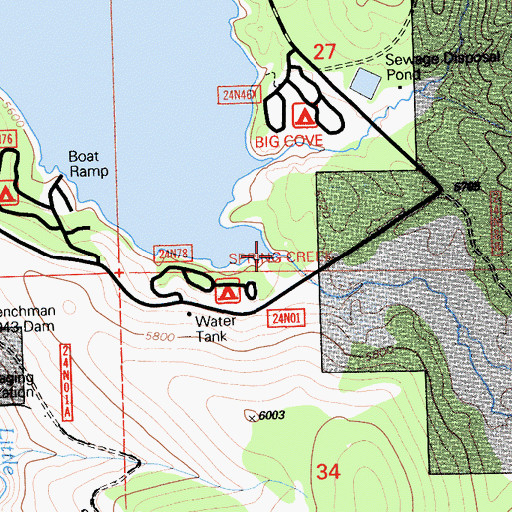 Topographic Map of Spring Creek, CA
