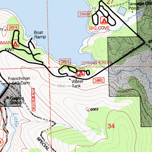 Topographic Map of Spring Creek Campground, CA