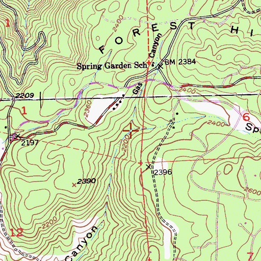 Topographic Map of Spring Garden Ravine, CA