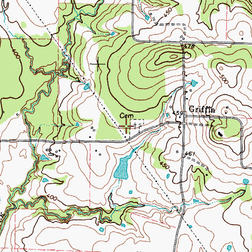 Topographic Map of Harrison Farm Airport, TX