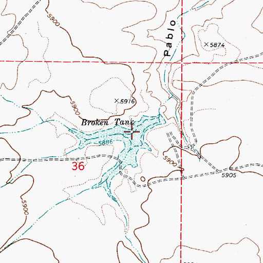Topographic Map of Broken Tank, AZ