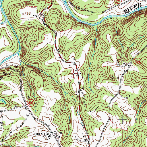 Topographic Map of Hammock Farm, VA