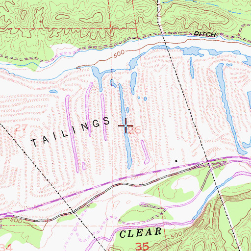 Topographic Map of Clear Creek Tailings Pit, CA