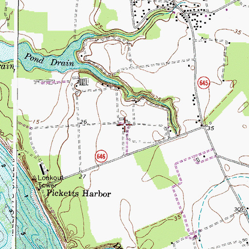 Topographic Map of Picketts Harbor Farms, VA