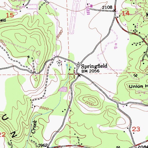 Topographic Map of Springfield, CA