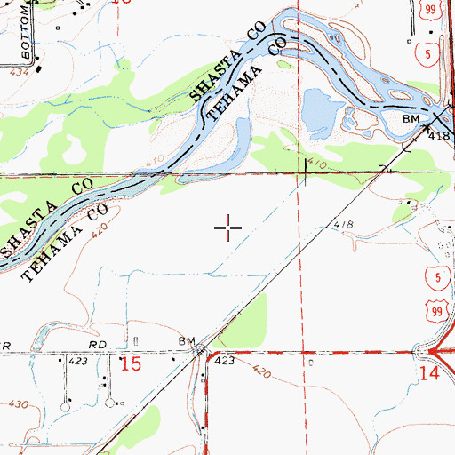 Topographic Map of Cottonwood Creek Pit Number 3, CA