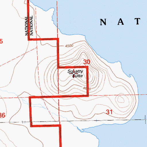 Topographic Map of Squatty Butte, CA