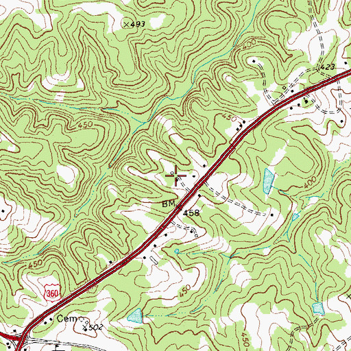 Topographic Map of Reese Farms, VA