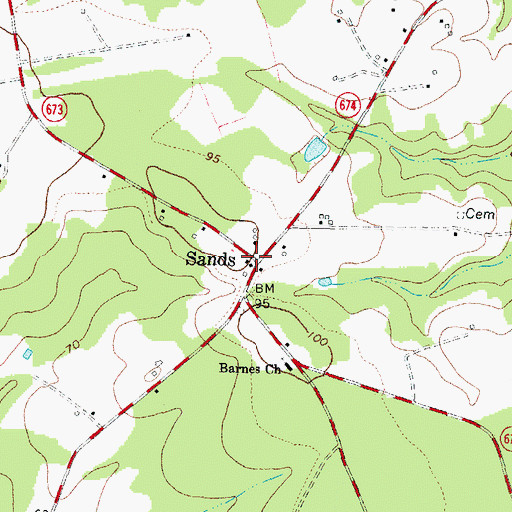 Topographic Map of Sandy Ridge Farms, VA