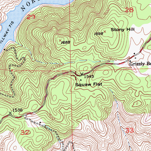 Topographic Map of Squaw Flat, CA