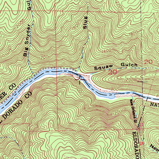 Topographic Map of Squaw Gulch, CA