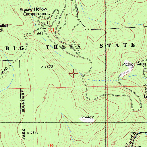 Topographic Map of Squaw Hollow, CA