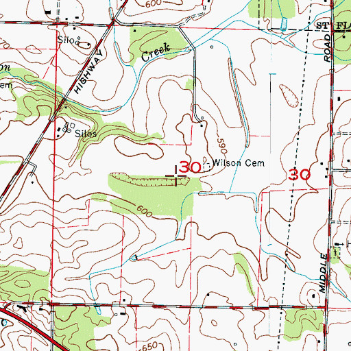 Topographic Map of Wilson Creek Airport, AL