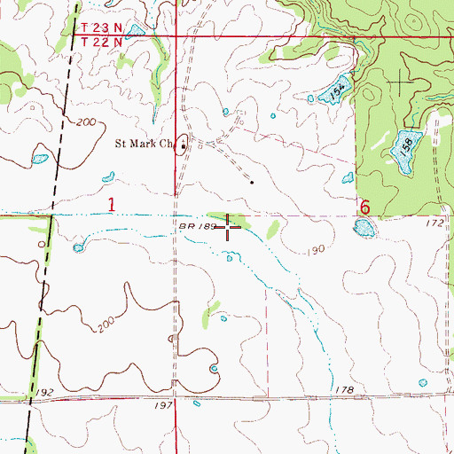 Topographic Map of Henley Ranch Airport, AL