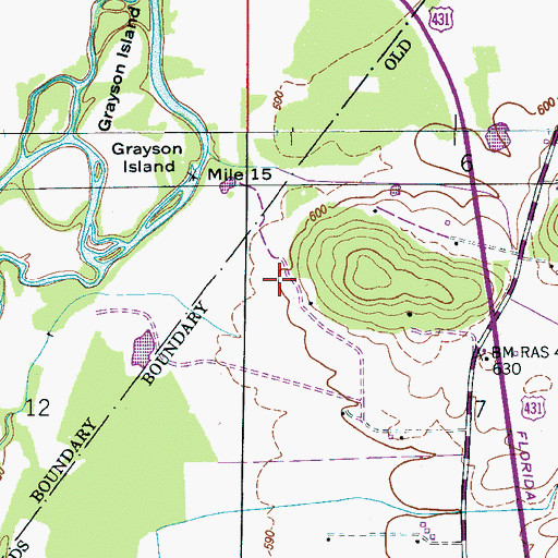 Topographic Map of Flint River Ranch Airport, AL