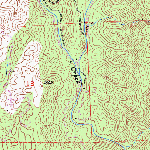 Topographic Map of Squaw Hollow Creek, CA