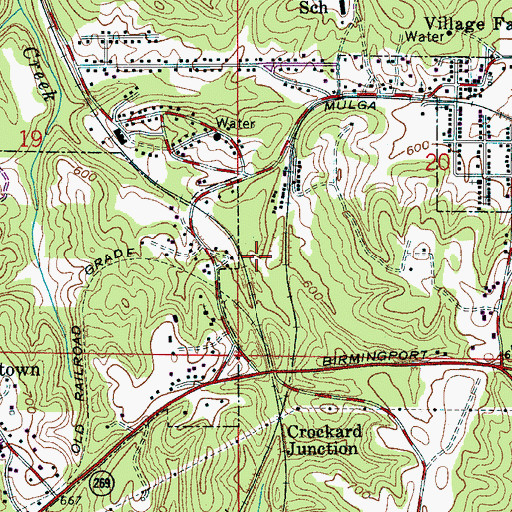 Topographic Map of Bonham Airport, AL