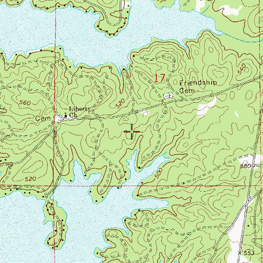 Topographic Map of Willow Point Airport, AL