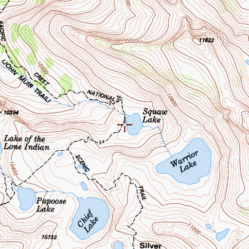 Topographic Map of Squaw Lake, CA