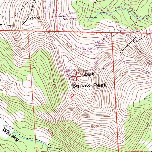 Topographic Map of Squaw Peak, CA