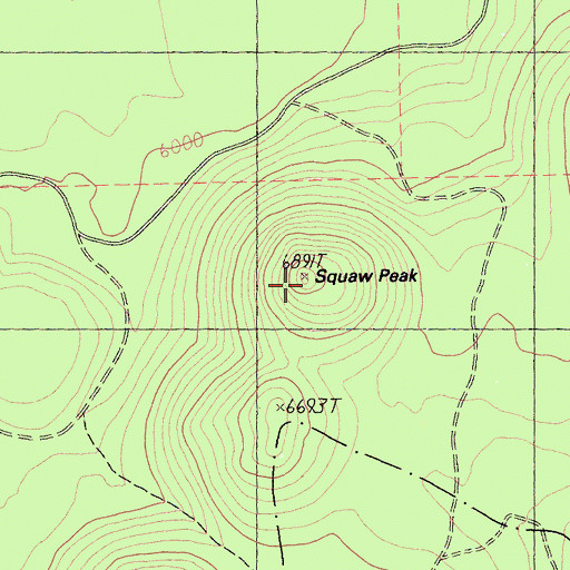 Topographic Map of Squaw Peak, CA