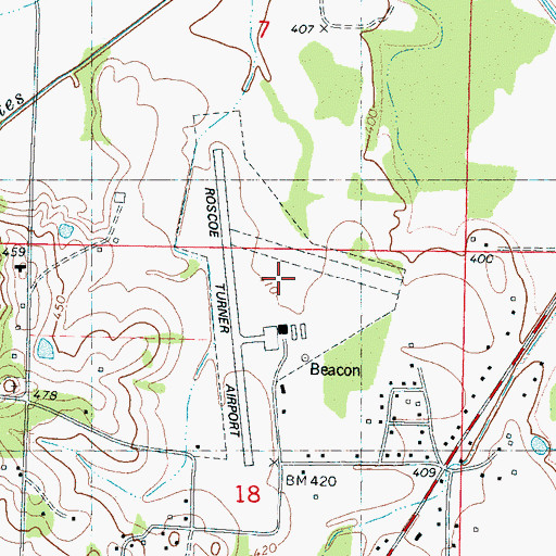 Topographic Map of Roscoe Turner Airport, MS