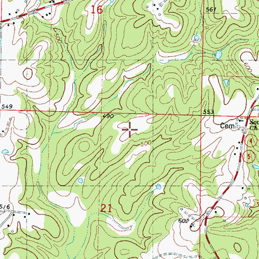 Topographic Map of John Farese Airpark, MS