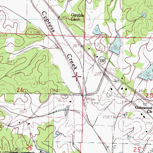 Topographic Map of Burney Farms Airport (historical), MS