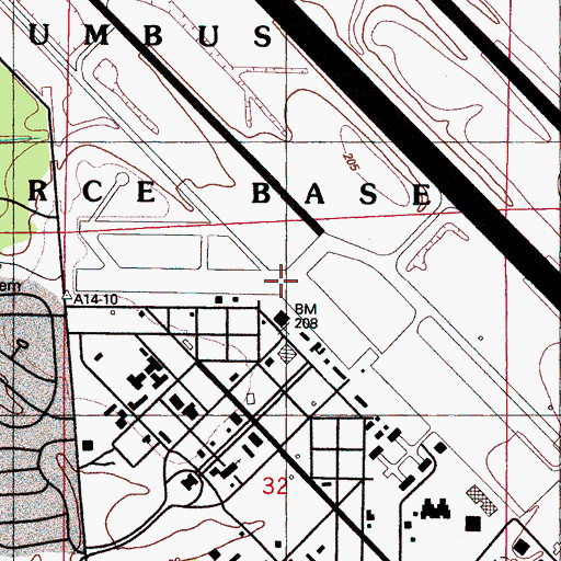 Topographic Map of Columbus Air Force Base, MS