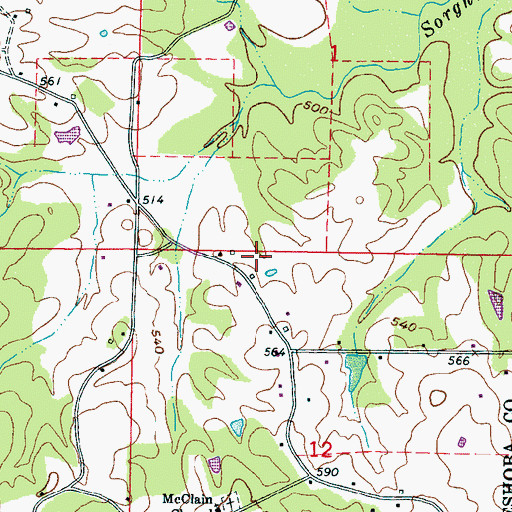 Topographic Map of Mc Lain - Calico Airport, MS