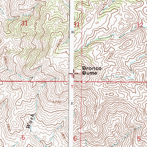 Topographic Map of Bronco Butte, AZ