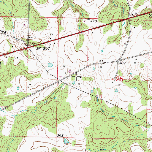 Topographic Map of Browns Landing, MS