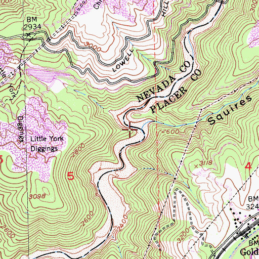 Topographic Map of Squires Canyon, CA