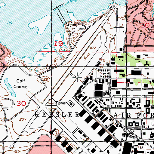 Topographic Map of Keesler Air Force Base, MS